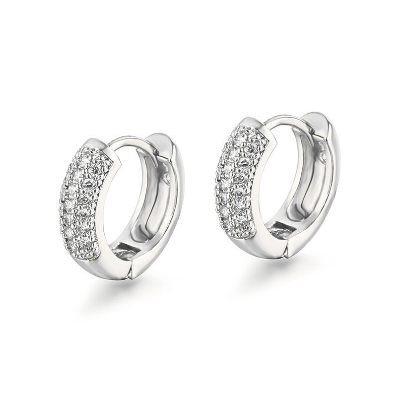 18K Gold Plating Diamond Men's European And American Simple Diamond Earrings