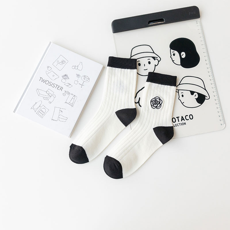 White Mid Calf Length Socks