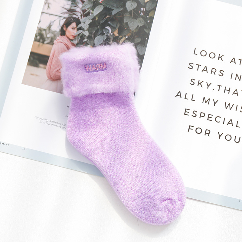 Women's Wholesale Brushed Thickened Wool Lining Room Socks