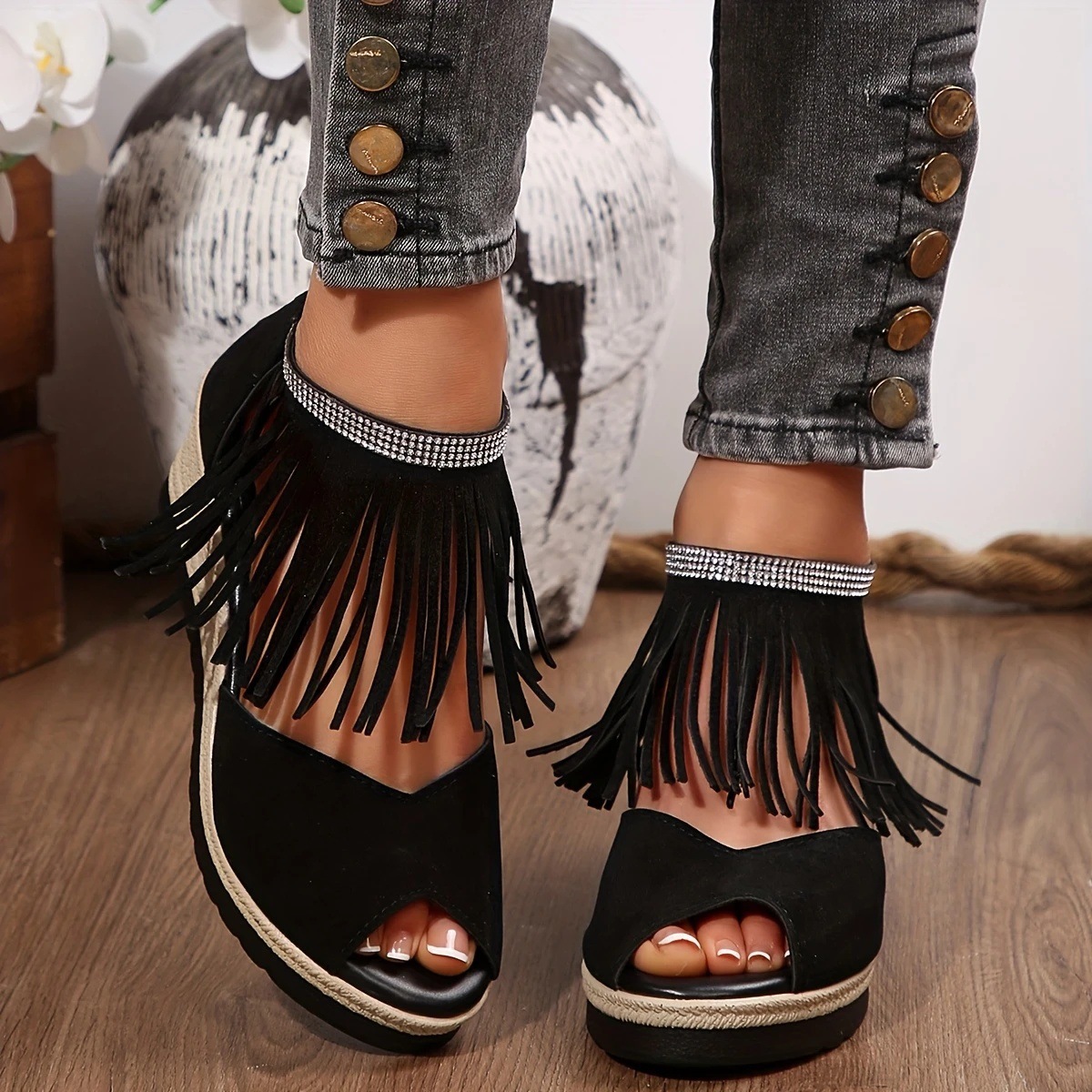 Fringe Platform Sandals, picture 3 of 6