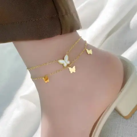 Butterfly Anklet for Women High End 18k Gold Colored