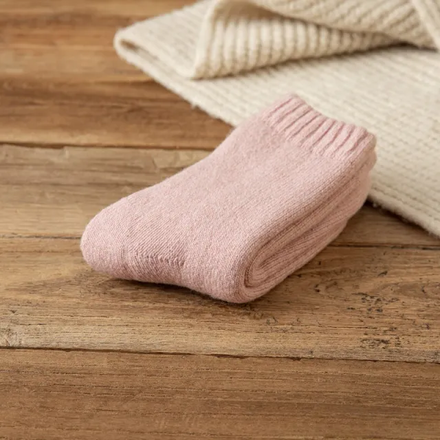 Winter Warm Padded Extra Thick Fleece Lined Fur Selvedge Female Middle Tube Socks Pink - Shop at LoveMi
