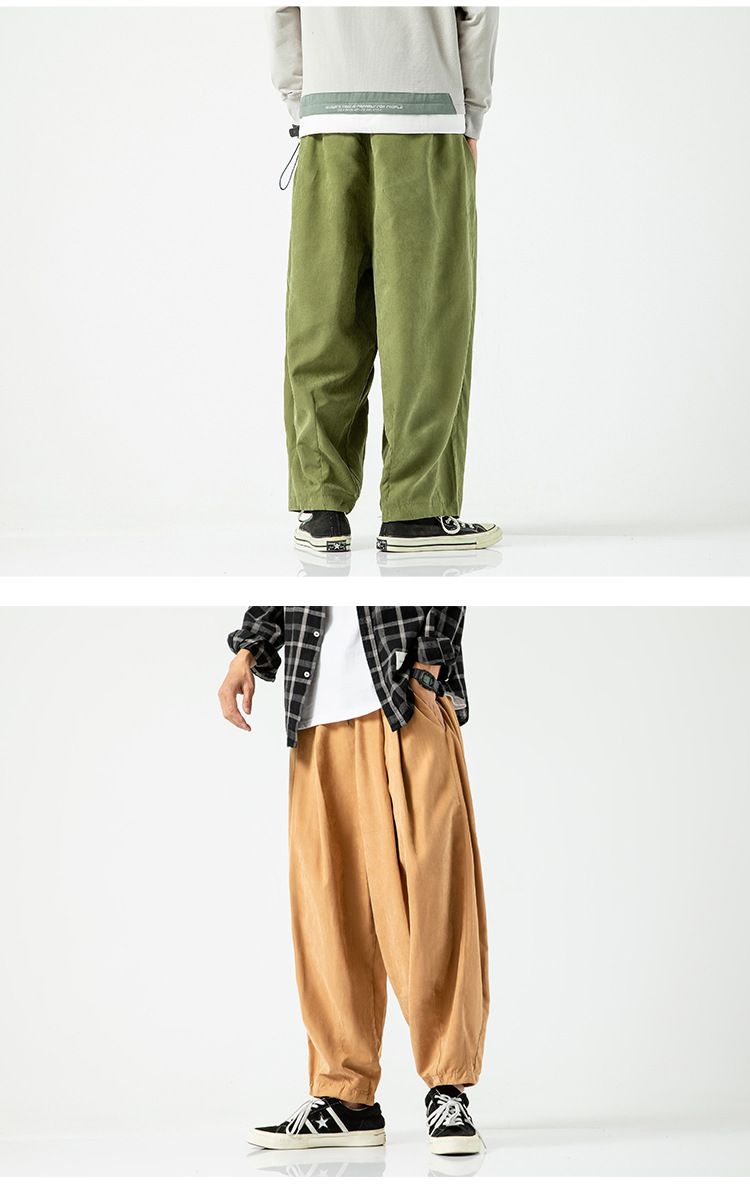 Plus Size Cropped Pants Men's Loose Straight Lantern Wide-leg Pants
