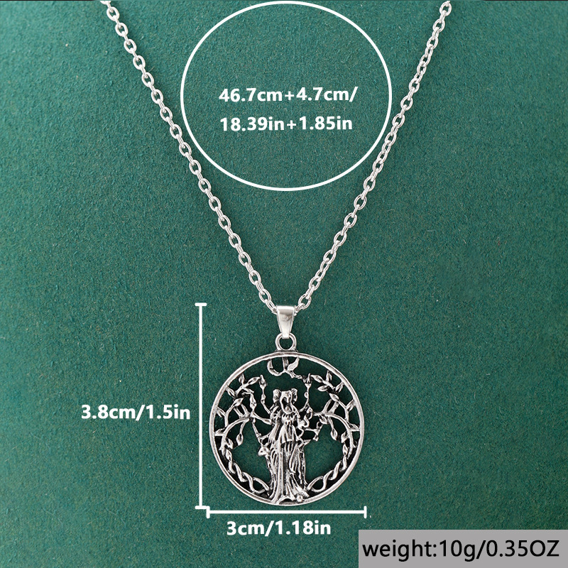 Retro Natural Goddess Tree Of Life Pendant Necklace
