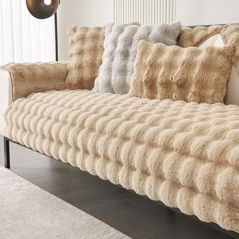 Rabbit Plush Sofa Cushion Winter Thickened Fleece