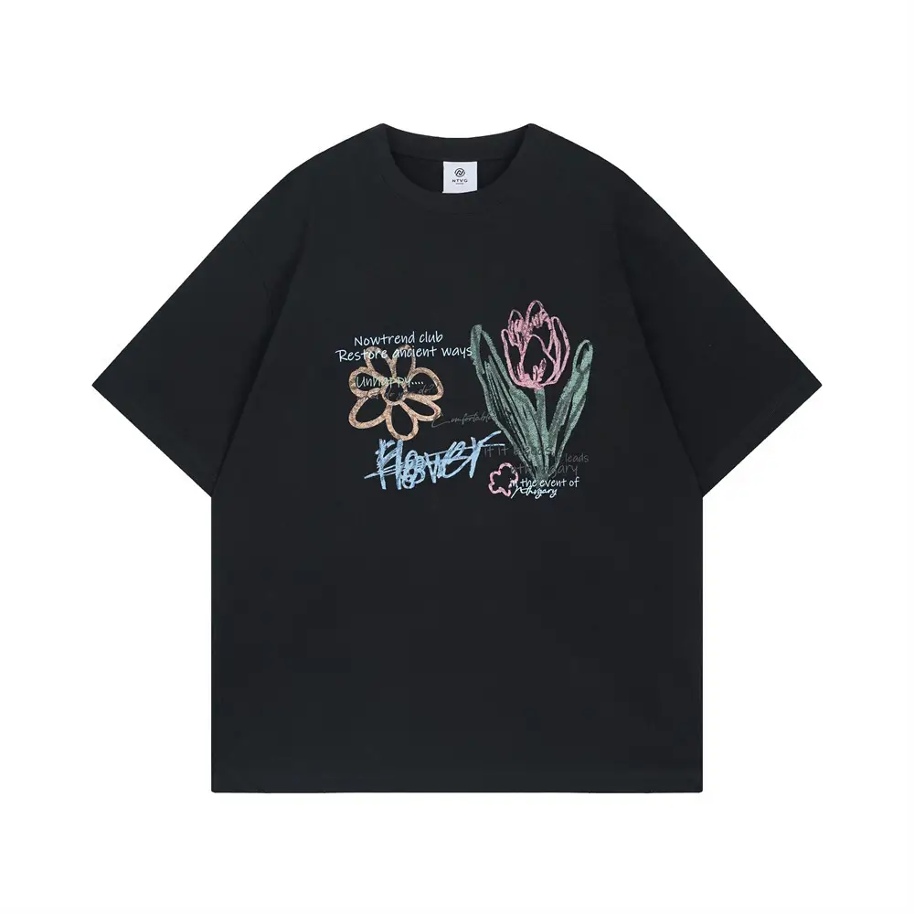 Graffiti Flower Print Short Sleeve