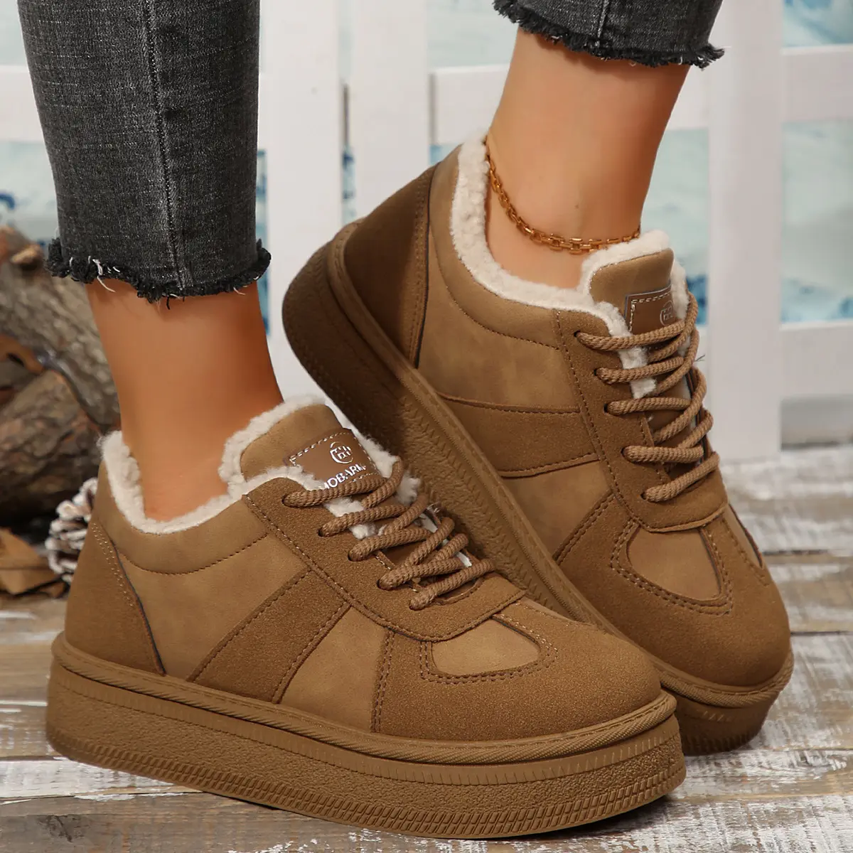 Womens Fleece-lined Warm Short Snow Boots