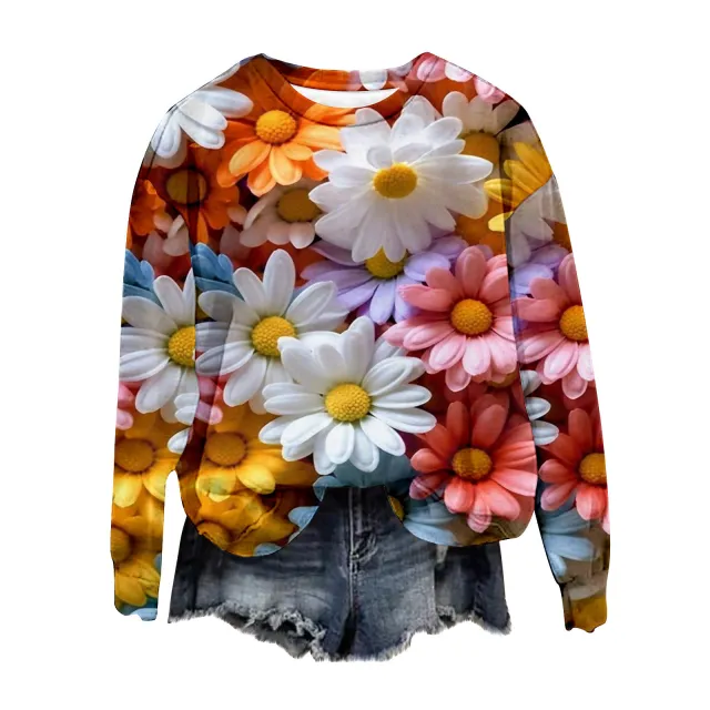 Spring And Autumn Round Neck Sweater Love 3D Digital Printing Top For Women Ylch2107 S - Shop at LoveMi