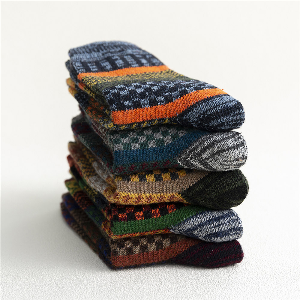 Title 7, Mens Stripe Thickened Mid-tube Wool Socks. War...