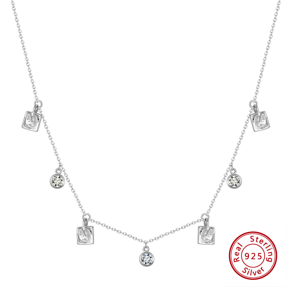 Women's Sterling Silver Zircon Baroque Film Pendant Necklace