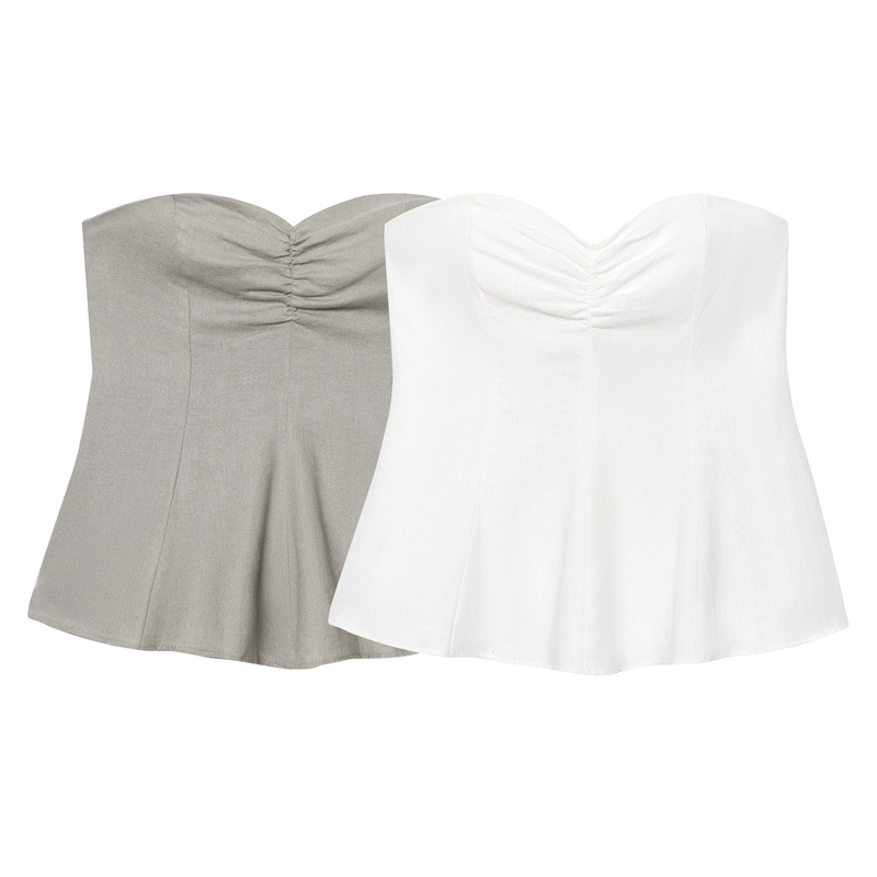 Fashion Simple Linen Blend Tube Top