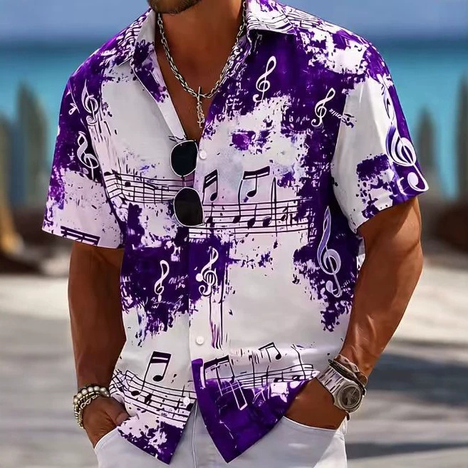American-style Vintage Summer Ink-dye Tie-dye Print Short-sleeve Shirt