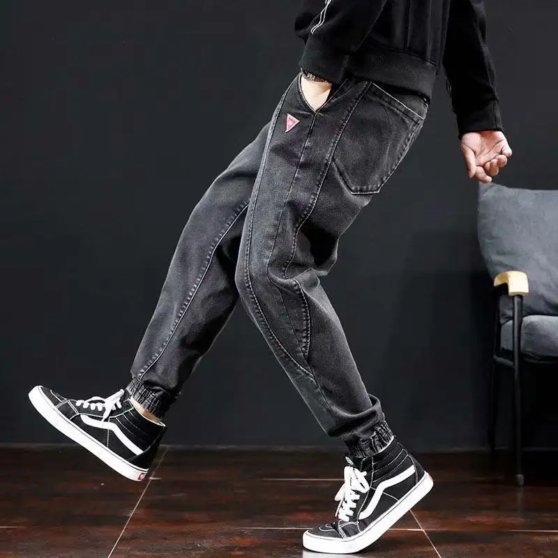 Ankle-tied Jeans Men's Loose Cargo Harlan Cropped Leisure
