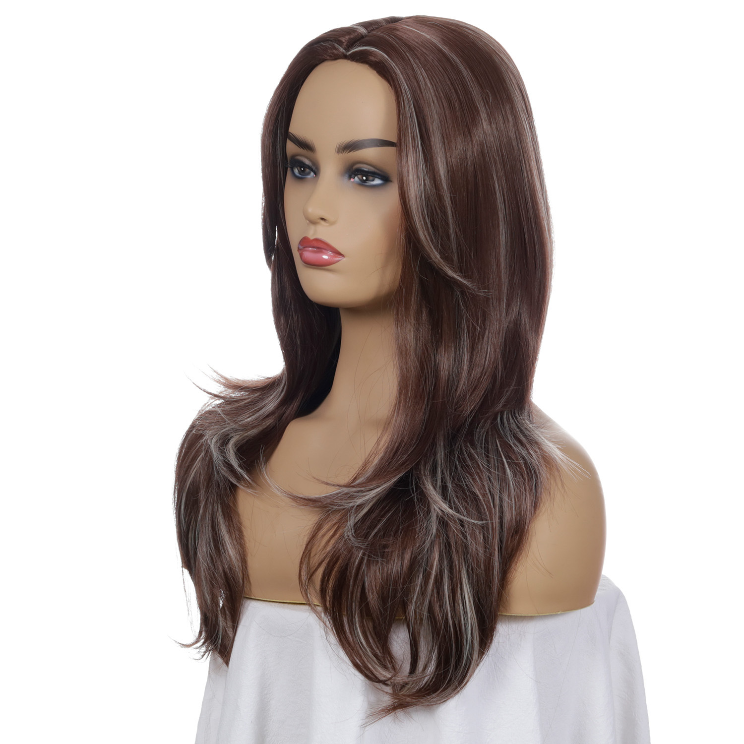 Mid length Fashion Women's Mid length Curly Hair Synthetic Wigs Dark Brown - Shop at LoveMi