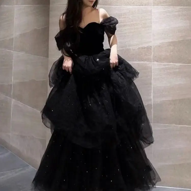 Black Evening Dress Light Luxury Minority French