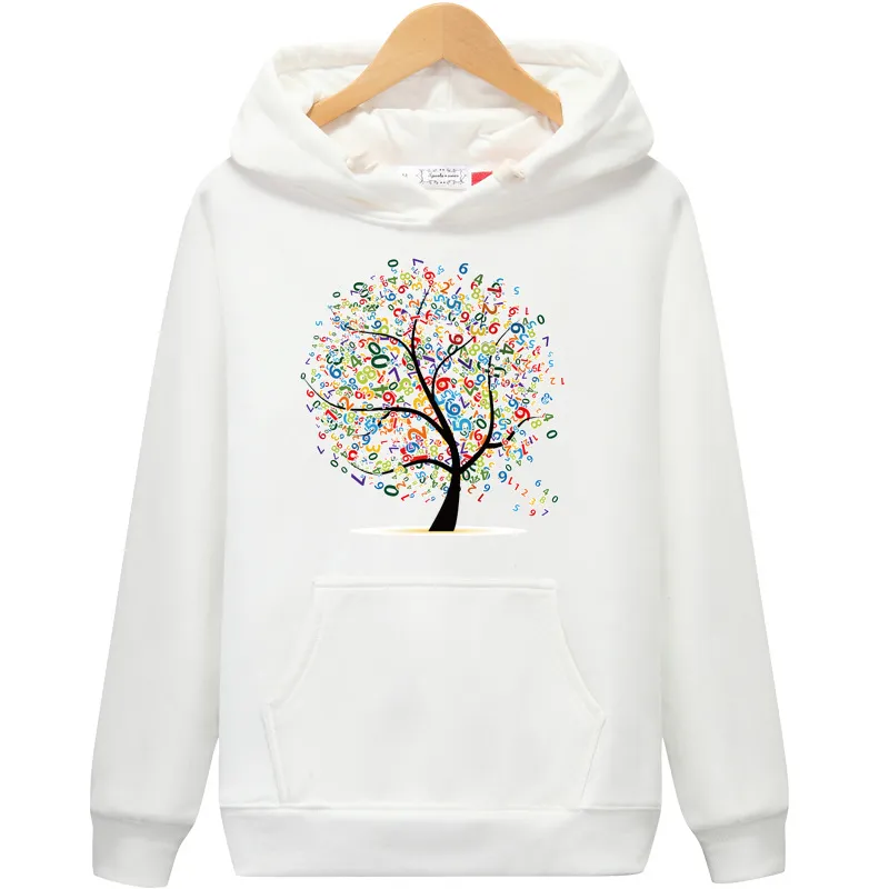 Women's Hooded Pullover Printed Fashionable Casual Loose Hoodie - White