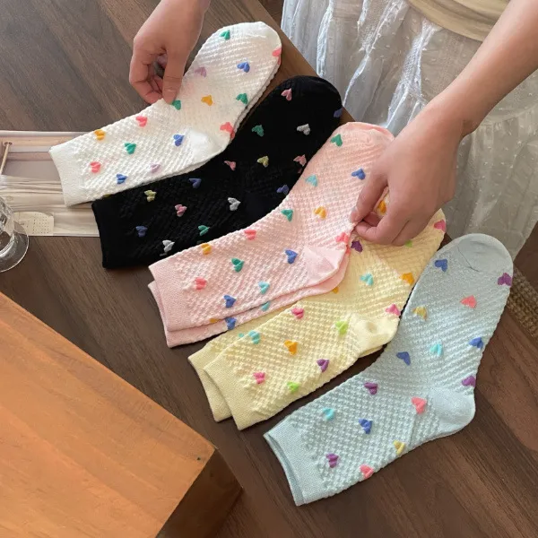 Womens Yellow Socks With Embossed Heart Design Black - Shop at LoveMi