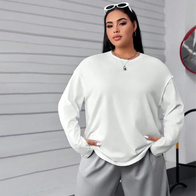 Women's Round Neck Simple Autumn Winter Sweater White - Shop at LoveMi