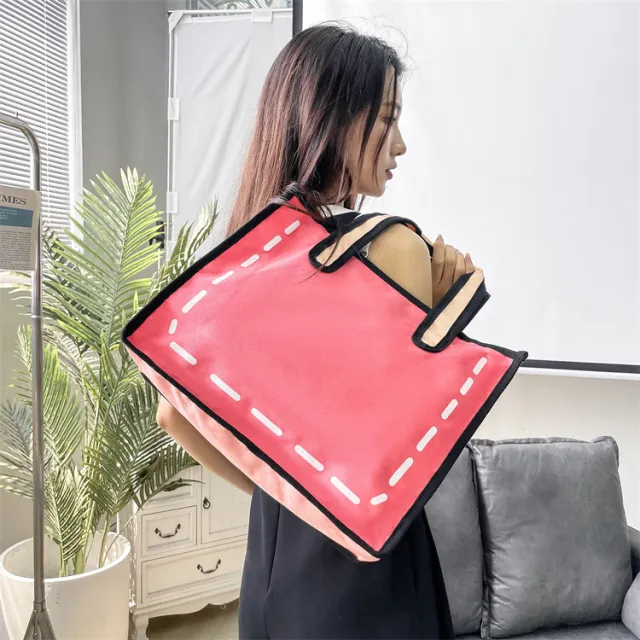 Cartoon Anime Girl Canvas Bag Pink - Shop at LoveMi