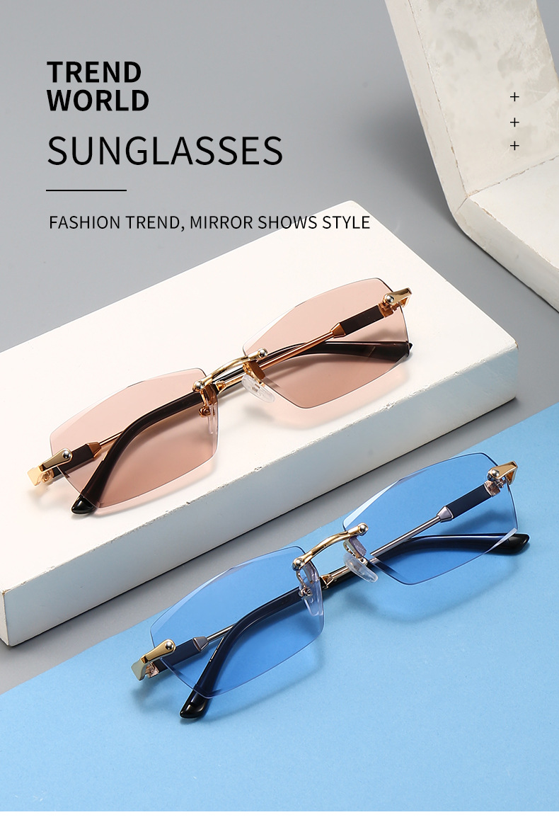 Title 1, Frameless Trim Sunglasses Personality Jelly Color