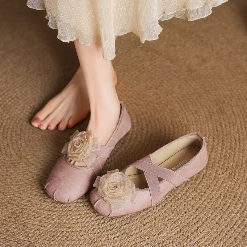 Womens Soft Leather Vintage Flat Ballet Shoes