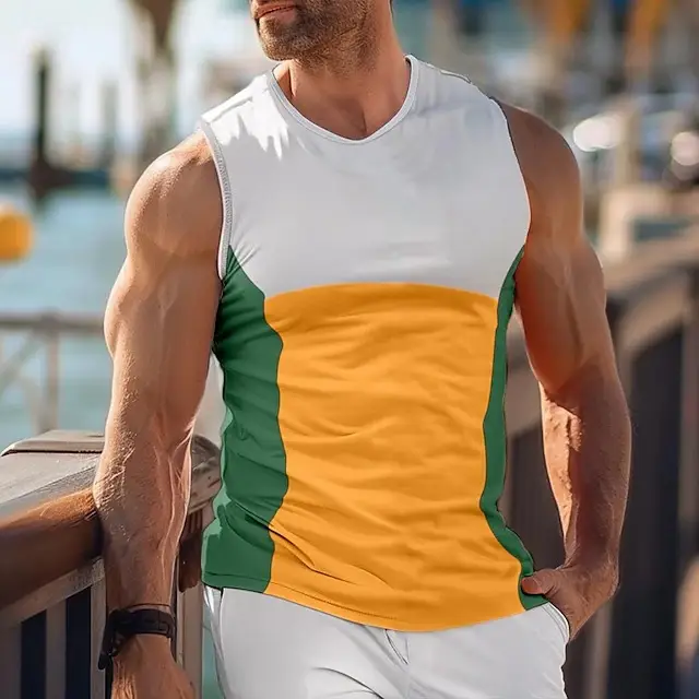 European And American Men's Vest Contrast Color Sports And Fitness Running Vest