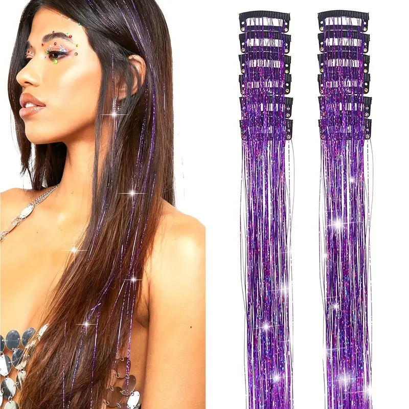 Laser-thread Colorful Shiny Seamless Hair Extensions