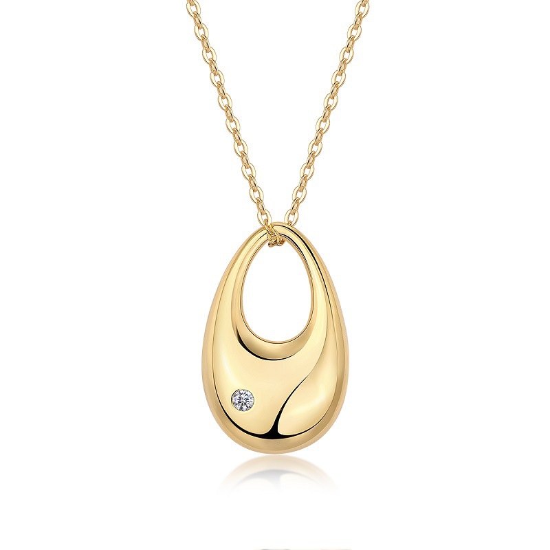 S925 Sterling Silver Fashion Moissanite Gold Simple Necklace