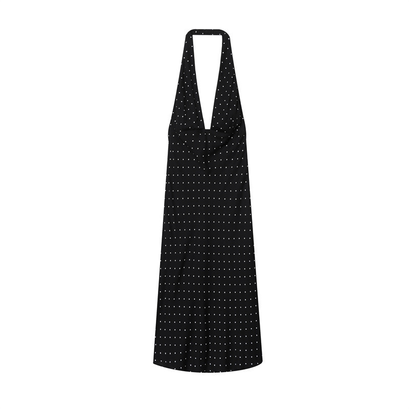 Polka Dot Women's Hanging Collar Dress