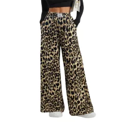 Women's Retro Stylish Leopard Print Wide-leg Pants - Coffee - View 1