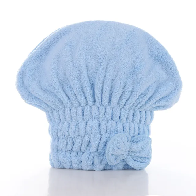 High Density Coral Fleece Bow Hair Drying Hat Blue - Shop at LoveMi