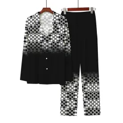 European And American Style 3D Digital Printed Button-up Shirt Comfortable Pajama Pants - Color 4-Xl - View 1