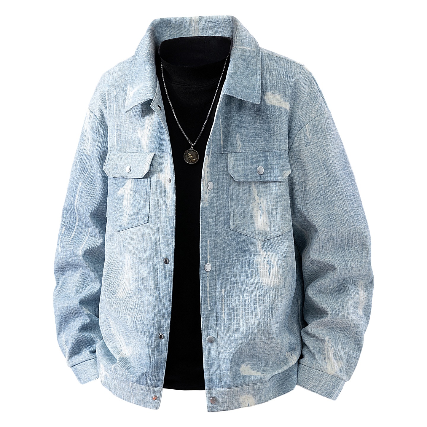 Mens Relaxed Casual Retro-Style Lapel Jacket