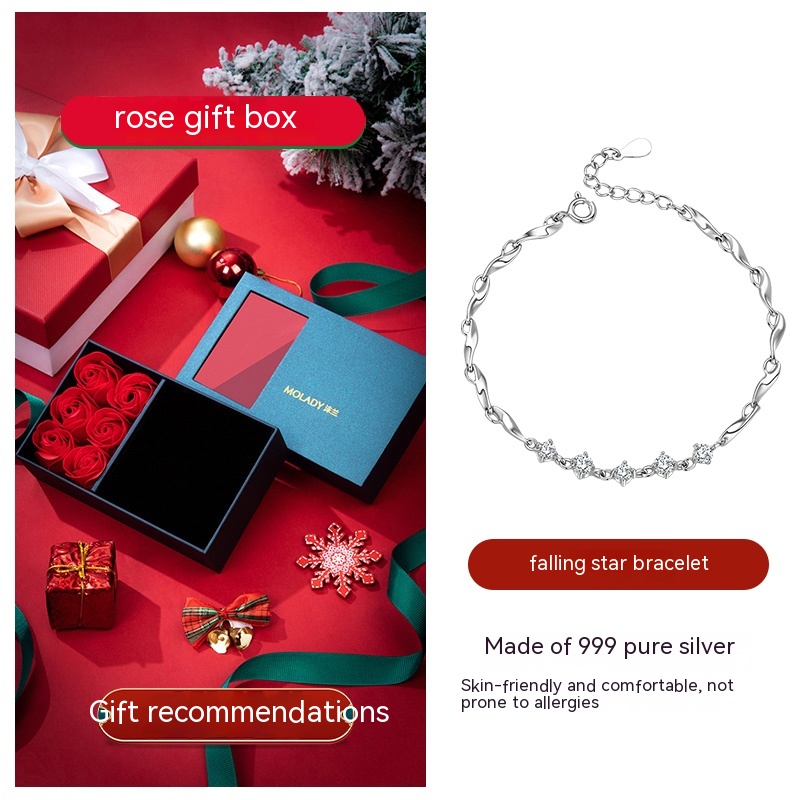 999 Sterling Silver Bracelet For Women's Light Luxury Niche