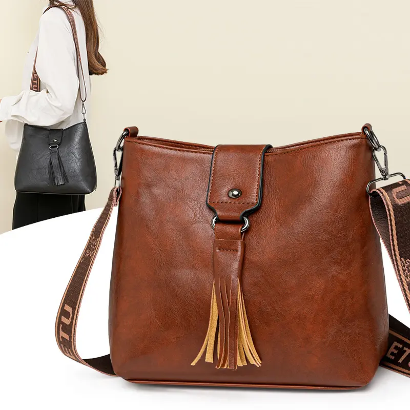 Retro Women's Leisure Bucket Bag Shoulder Messenger Bag