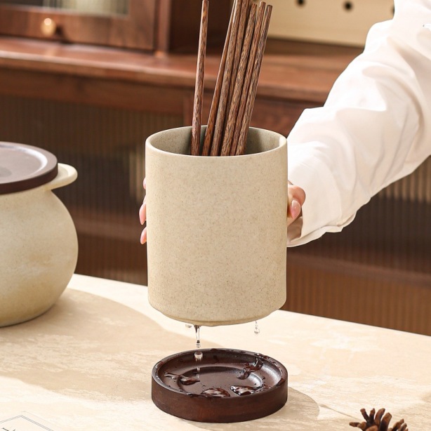 High-end Ceramic Chopstick Holder Household Kitchen Cutlery Container