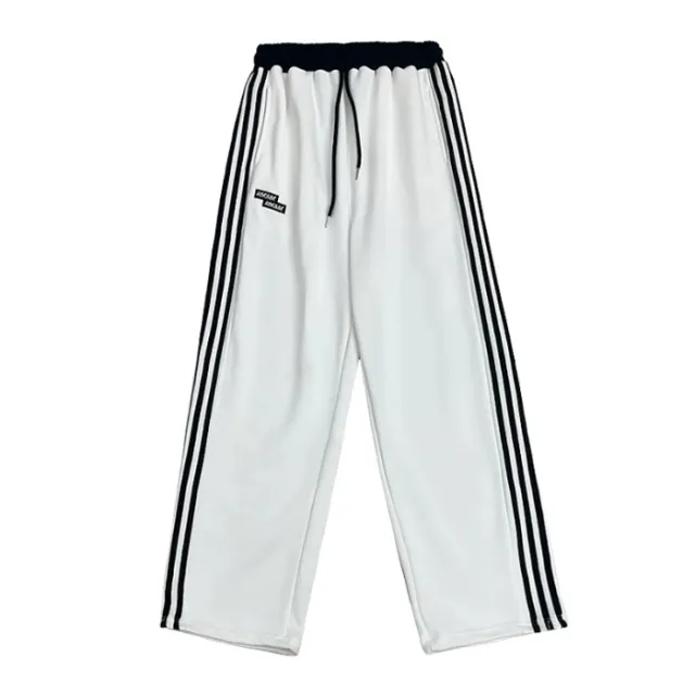 European And American Street Dance Fashion Brand Stitching Waist Pants White - Shop at LoveMi