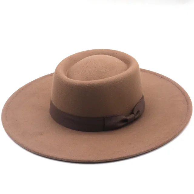 Autumn And Winter Woolen Big Brim Jazz Top Hat 10 Coffee - Shop at LoveMi