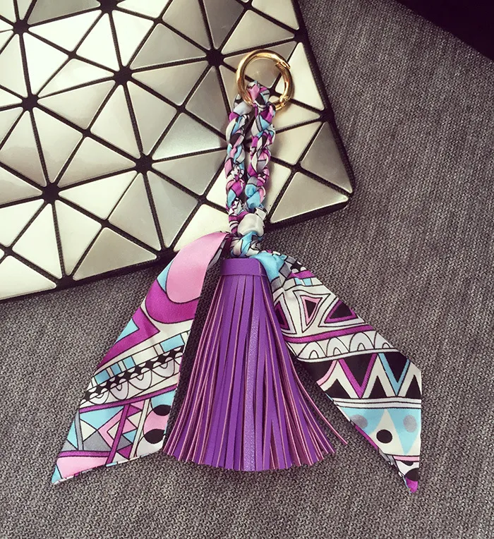 Spring And Summer Leather Scarf Tassel Pendant - Purple