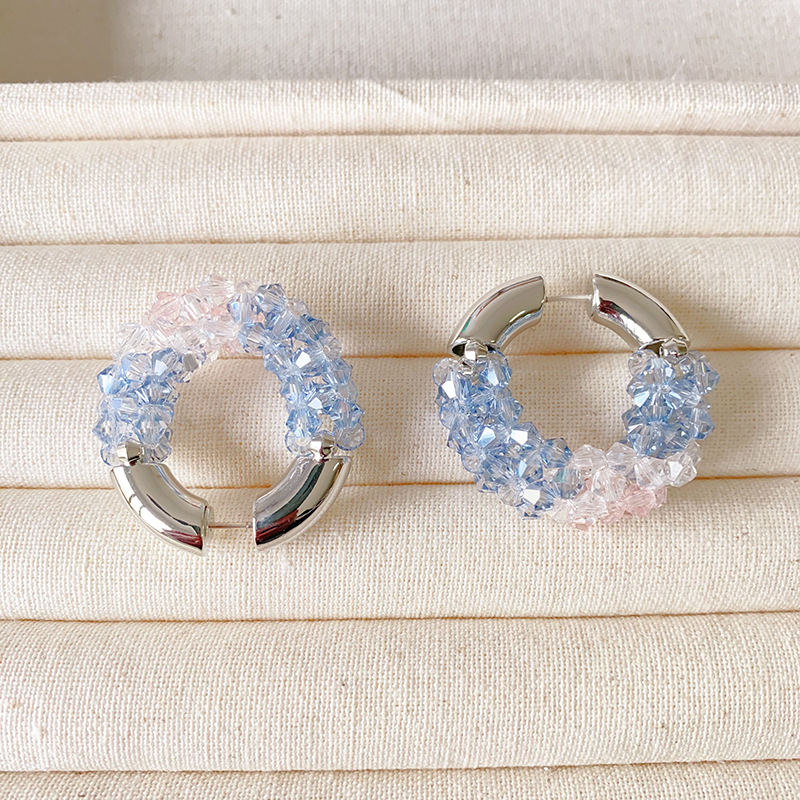 Colored Beaded Earrings Copper White Gold Plated