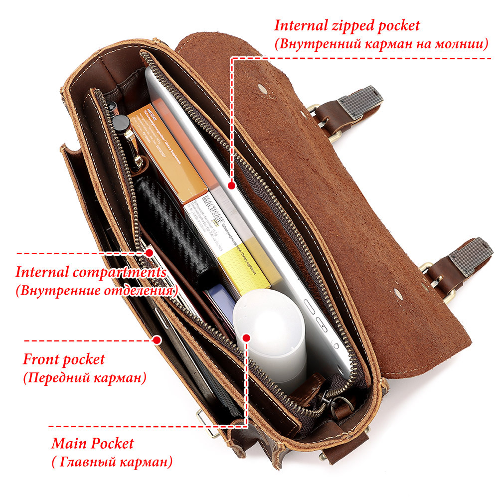 Crazy Horse Leather Crossbody Bag For Men