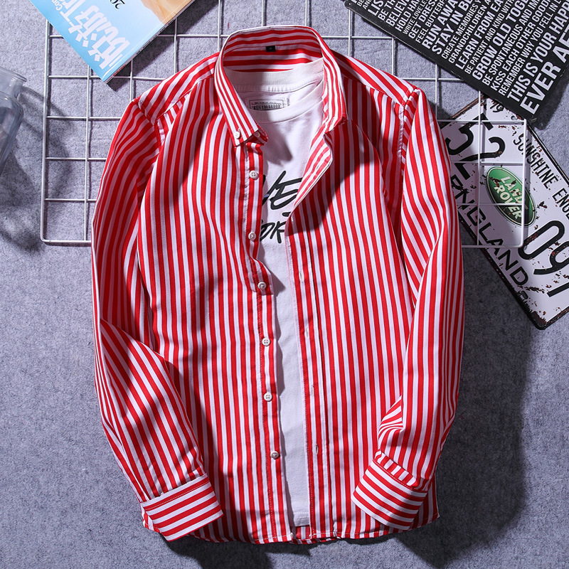 Men's Fashionable Slim-Fit Casual Striped Shirt