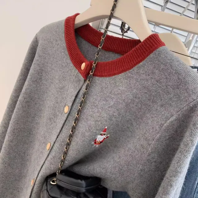 Christmas Red Cashmere Knitted Winter Base Sweater Gray - Shop at LoveMi