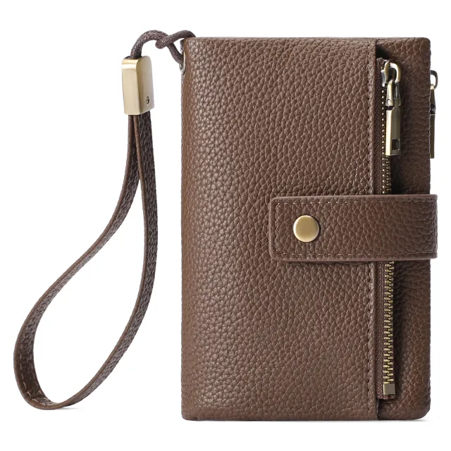 Women's Wallet Zipper Bag Clutch Anti theft Card Swiping Bag Coin Purse Caramel Color - Shop at LoveMi
