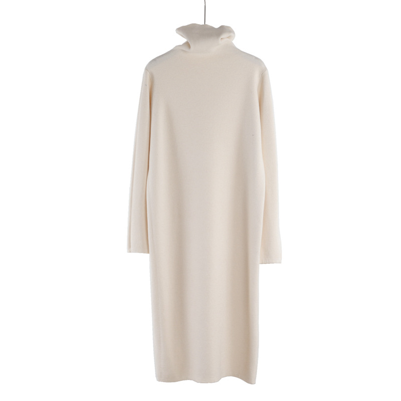 Women's Inner Wear Autumn And Winter High Collar Mid length Temperament Overknee Sweater Long Dress Apricot - Shop at LoveMi