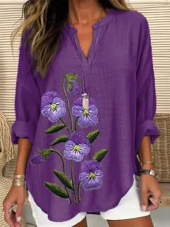 Women's 3D Digital Printing Fashion Round Neck Loose Shirt - Style35-Xl - View 1