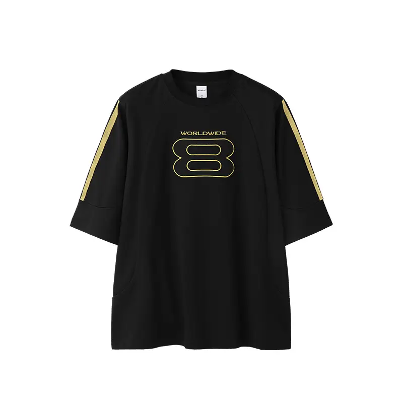 Stitching Sports Embroidery T-shirt American Style Loose Short Sleeve