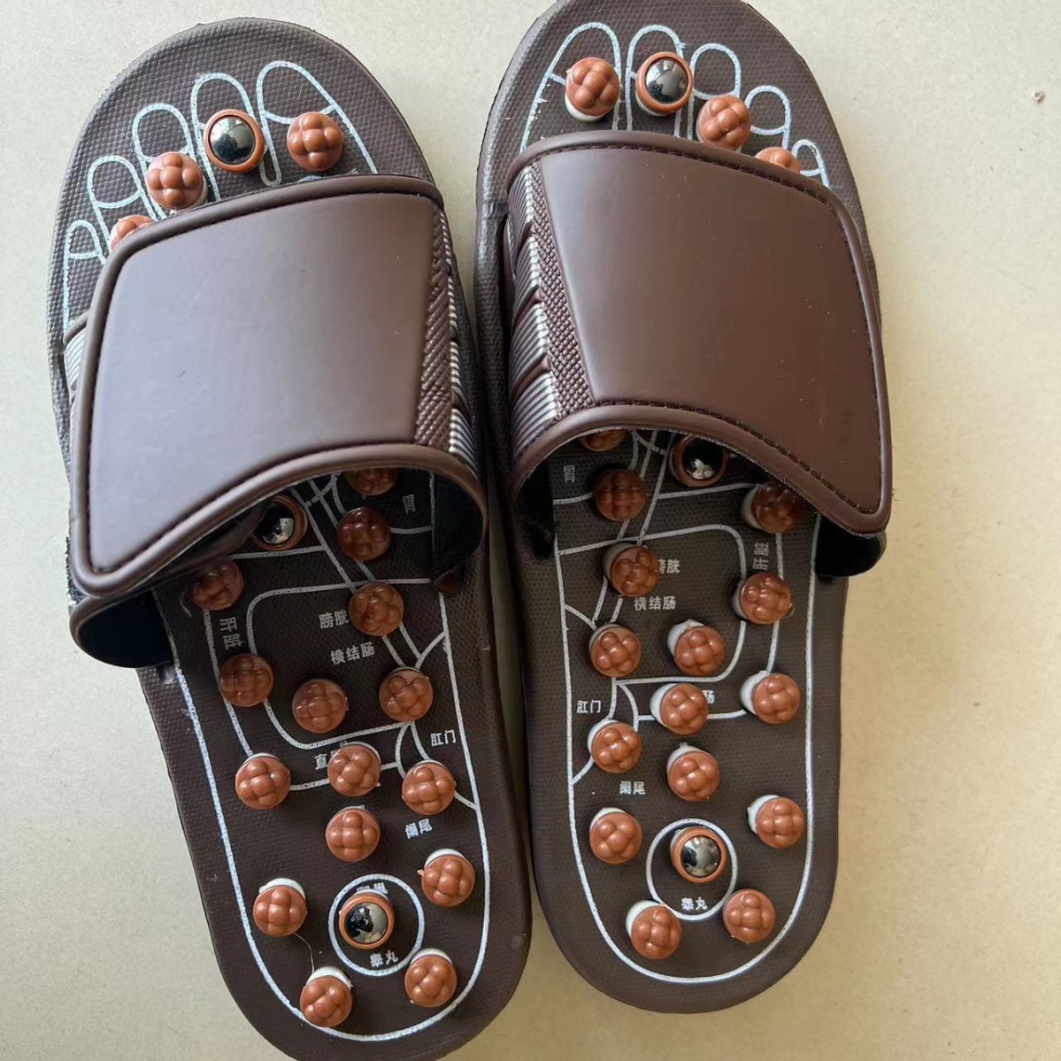 Indoor Massage Slippers With Spring-Loaded Rotating Magnetic Therapy For Foot Reflexology Points