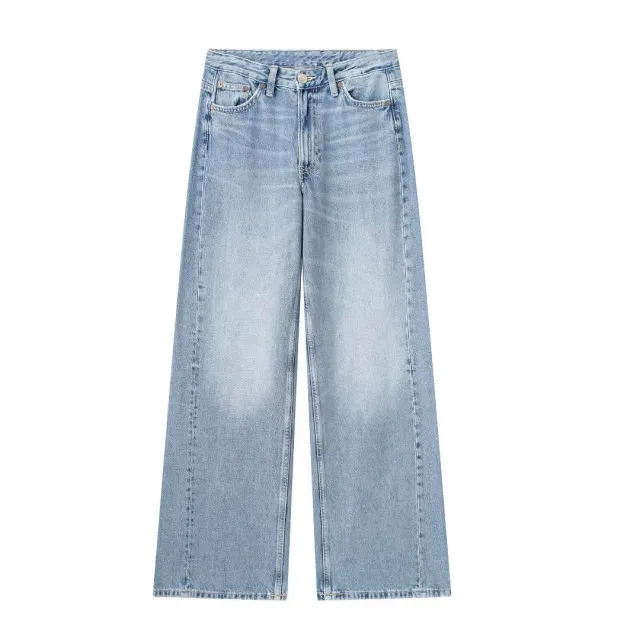 Women's Fashionable Casual Wide leg Long Jeans Smalt M - Shop at LoveMi