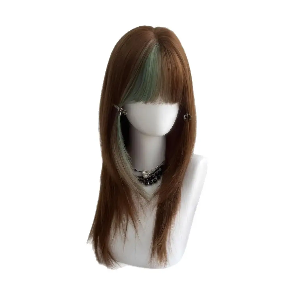Full Bangs High-fashion Medium-length Wig Cap